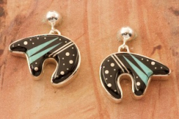 Calvin Begay Night Sky Sterling Silver Bear Earrings